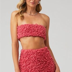 NWT In the Mood for Love Nada Fluffy Pink Textured Strapless Top Size Small